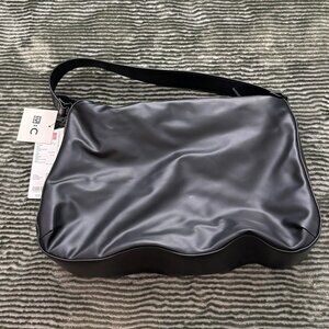 NWT Uniqlo Faux Leather Puffer Bag - Black